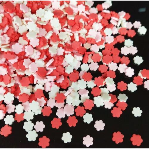 20g/lot Red White Pink Plum Blossom Flowers Polymer Clay Colorful for DIY Crafts Tiny Cute 5mm plastic klei Mud Particles