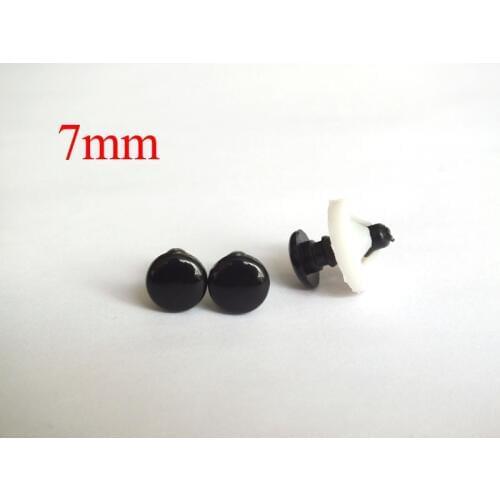 200pcs/lot 7mm Flat toy eyes Black Plastic New Plastic Safety Eye