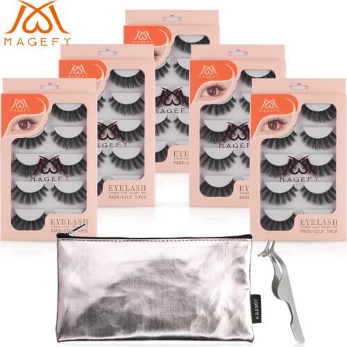 25 Pairs/lot Eyelashes 3D Mink Lashes With Makeup Bag Strip Lashes Mink False Eyelashes Makeup Eyelashes Extention Tweezer