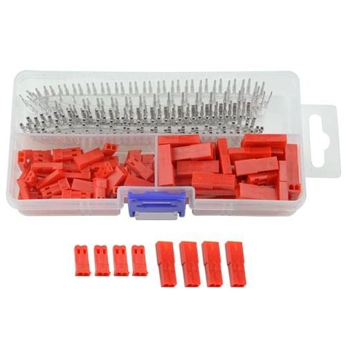 300Pcs (50set) 2.54mm JST SYP 2-Pin Female & Male Red Plug Housing Crimp Terminal Connector Kit JST-SYP-2A