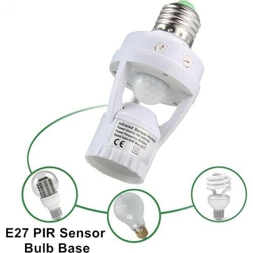 360 Degrees PIR Motion Sensor E27 LED lamp Base Holder 110V - 220V With light Control Switch Infrared Induction Bulb Socket