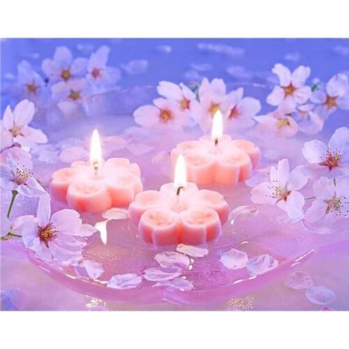 Diamond painting Candle flower 5d diy handmade mosaic kit full square round drill home decor rhinestone embroidery stickerZP-672
