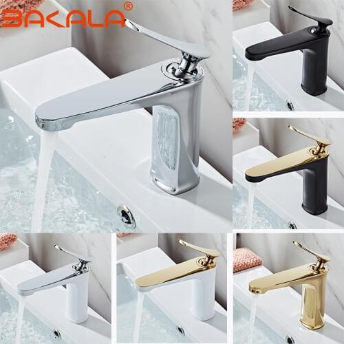 BAKALA New arrive Fashion Style Home Multi-color Bath Basin Faucet Cold and Hot Water Taps black White Gold bathroom mixer