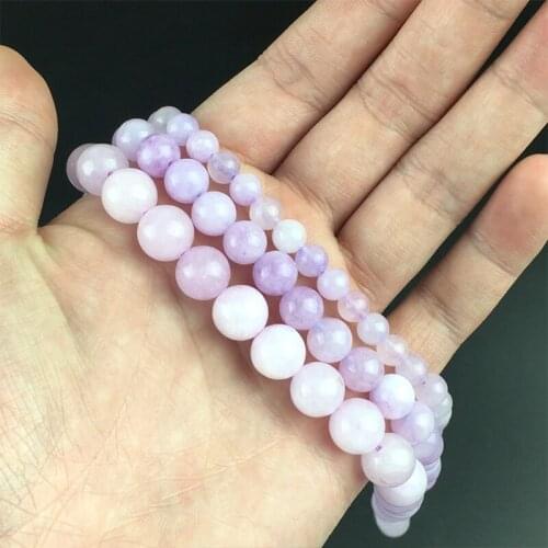 Natural Stone Beads Light Purple Angelite Round Loose Spacer Beads For Jewelry Making DIY Handmade Bracelet 15" 6/8/10/12mm