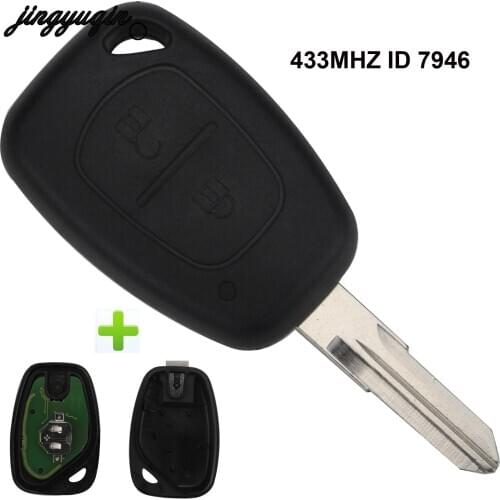 Jingyuqin 2 Button Car Remote Fob Key Case Shell For Renault Traffic/Master/Vivaro/Movano/KangooASK PCF7946 433MHZ chip