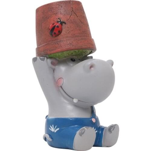 1pc Cartoon Hippo Flowerpot Mini Succulent Pots Plant Lovely Home Decoration Figurine Animal Couple Planter Household Garden