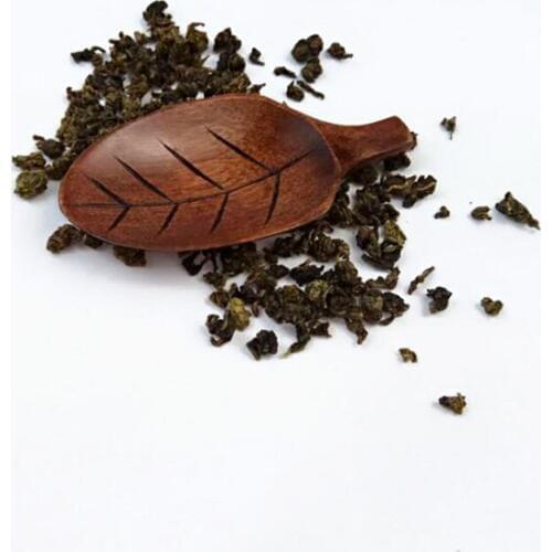 10pcs/lot Wooden Leaf Shape Tea Scoops Spoons Chopsticks Holder Nanmu Wood Eco friendly Tea tools