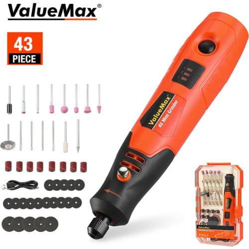 ValueMax 43PCS Cordless Mini Grinder Set USB Charging Variable Speed Rechargeable Grinder Tool Kit