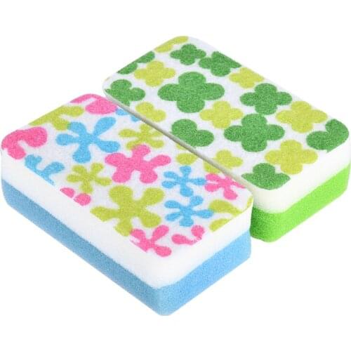 Household Kitchen utensils Cleaning Sponges Printed Dish Washing Sponge 10PCS Wipe Plate Scrubber Pot and pan Scrub Cleaner
