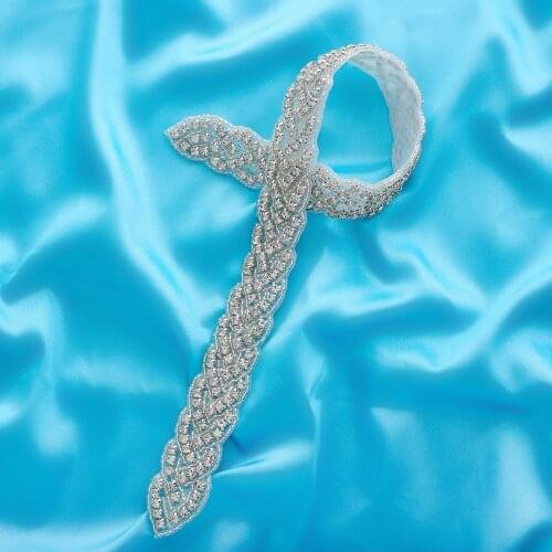 Handmade Rhinestone Applique Silver Crystals Beaded Clothes Accessories Bridal Handmade Belt Wedding Dresses DIY Wholesale S116