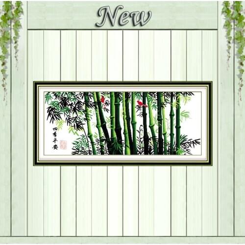 Bamboo forest Seasons Peace paintings counted print on canvas DMC 14CT 11CT chinese Cross Stitch Needlework Sets Embroidery kits