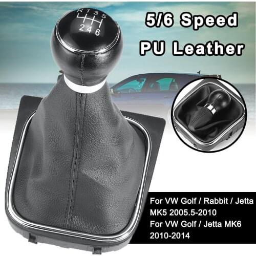 Leather Car Gear Shift Knob Stick Pens Dust Cover For VW Golf MK5 MK6 Golf 5 6 Rabbit Jetta MK6 2010-2014 Styling 5/6 Speed