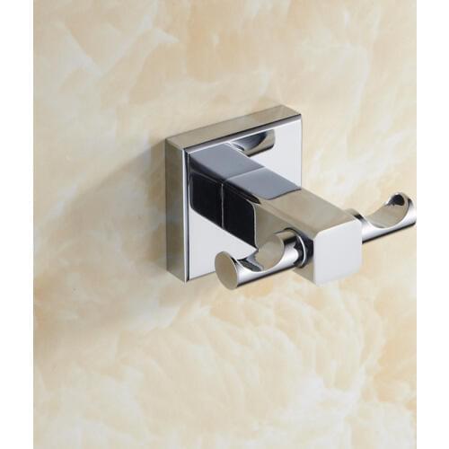 Square Bathroom Wall Mounted Robe Hook Brass Chrome Towel Robe Clothes Hook Hanger for Bath Kitchen Garage