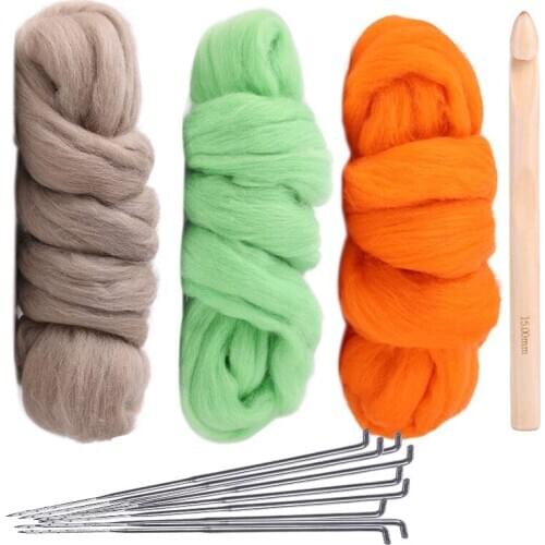 LMDZ Needle Felting Kit, Wool Felting Kit, 3 Colors Wool Roving for Needle Felting(50g/Color), Felting Kit, Needle Felting