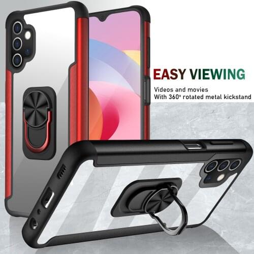 Magnetic Metal Bumper Armor Holder Shockproof Case For Samsung Galaxy A32 5G Soft TPU Frame Hard PC Transpanet Back Cover Fundas