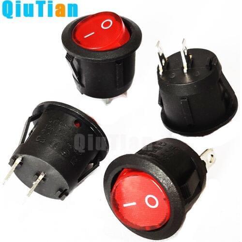 SPDT Small Round Boat Rocker Switches Black Mini Round Black White 2 Pin ON-OFF red Rocker Switch KCD1