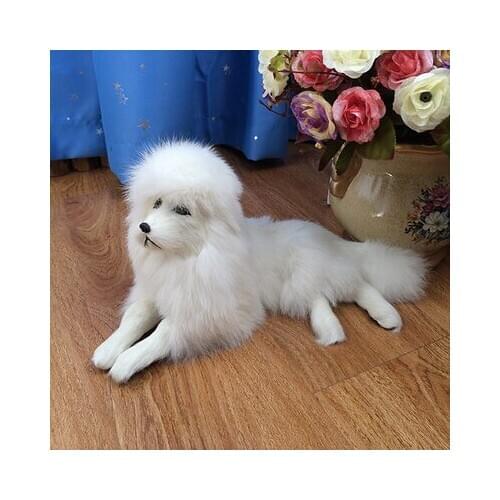 Simulation cute white lying poodle 16x26x13cm model polyethylene&furs dog model home decoration props ,model gift d667
