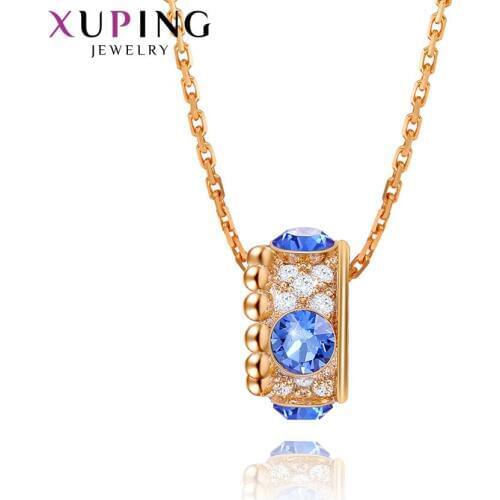 Xuping Jewelry New Arrival Deep Blue Crystals Romantic Women Necklace 40472