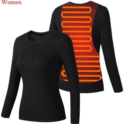 Heated Men Women Cycling Base Layers Bodybuilding Fitness Long Sleeve Tight Thermal Shirts Riding Sport Heating Underwear