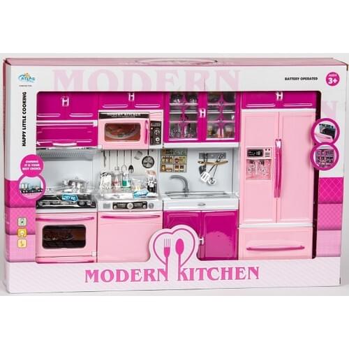 Kitchen Toy Simulation Kit Toy for Girls Cooking Set With Lights and Sound Deluxe Doll Set Cooking - Happy Kitchen