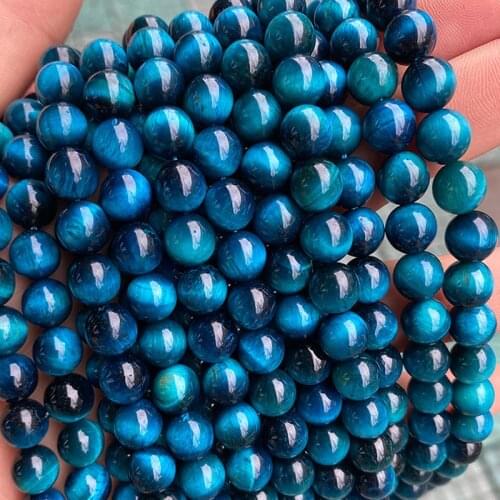 Natural Blue Tiger Eye Stone Beads 4/6/8/10/12mm DIY Jewelry Accessories Round Loose Bead For Bracelet Necklace Wholesale
