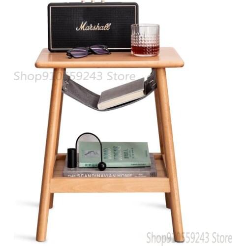 All Solid Wood Small Square Table Nordic Small Apartment Living Room Storage Flower Stand Simple Modern Beech Wood Side Table Wi