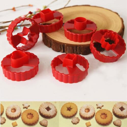 2021 New 6Pcs/set Multifunctional Cookie Cutter Cake Decorating Fondant Cutters Tool Round Heart Start Flower Cookie Cutters Set