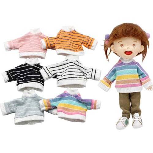 New ob bjd Doll Clothing Stripe Long Sleeve T-shirt For ob11,obitsu11,Mollys, 1/12bjd,DOD,GSC doll accessories Pants Toys