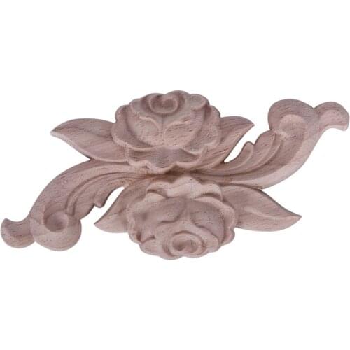 New 1X Rubber Wood Carved Corner Craft Onlay Applique Furniture Door Home Decor Retro(12*6cm)