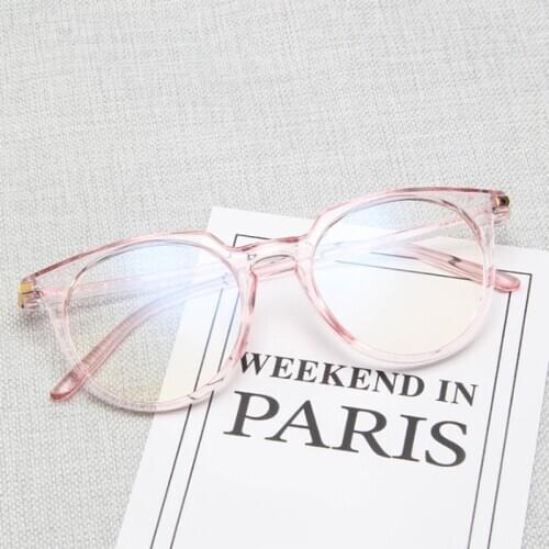 Transparent Pink Cateye Glasses Women Round Clear Lens Optical Eyeglasses Female Brand Designer Comfort Light Eyewear Gafas