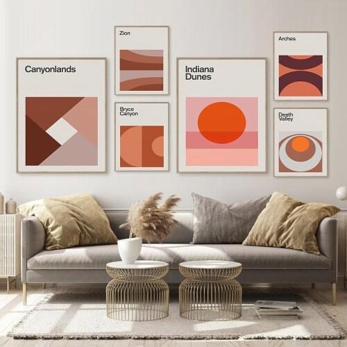 National Park Mid Century Travel Poster Abstract Geometry Minimalist Art Print Canvas Painting Nordic Wall Bedroom Decor Picture