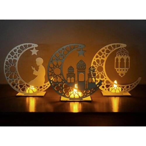 Ramadan Wooden Decoration Islam Muslim Eid Ramadan DIY Moon Star Tabletop Ornaments Home Office Party Decor SN204