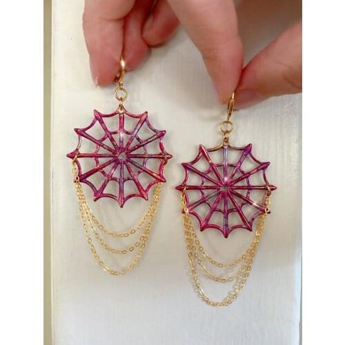 The Galaxy Spider Webs earrings,Cobweb earrings, Spider Themed Jewellery, Gothic Earrings, Goth Gifts