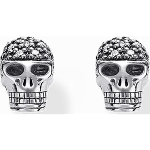 Silver White Zirconia Skull Stud Earrings 2018 New Fashion Punk Thomas Style Skeleton Ear Stud Earring Jewelry Gift For Women