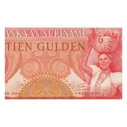 Suriname 10 Gulden, 1963 P-121 UNC Note for Collection