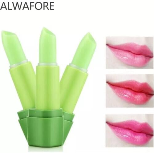 Lips Care 99% Aloe Vera Lip Balm Color Change With Temperature Jelly Lipstick Plant Moisturizing Base Makeup Lipstick