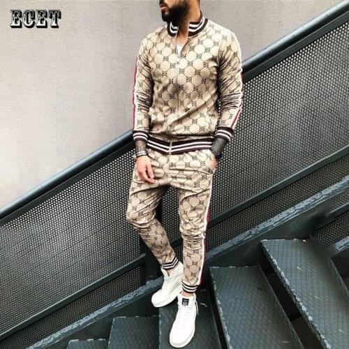 Streetwear outdoor hip-hop fashion mens suit zipper jacket plus mens trousers brand casual 3D printing mens clothing