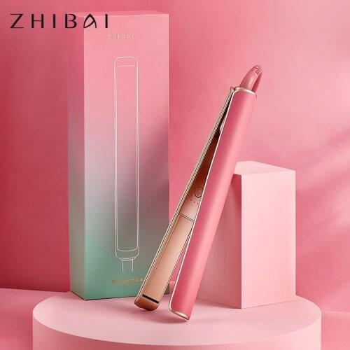 ZHIBAI Anion Hair Care Straightening Curling Iron Electric Hair Hot Plywood Straight Clip Bang Splint Pink Green