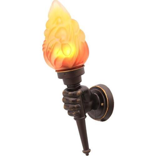 Vintage Torch Wall Mount Fixture Indoor Outdoor Wall Sconces Waterproof Glass Shade Wall Lighting for Home, Right / Left Hand