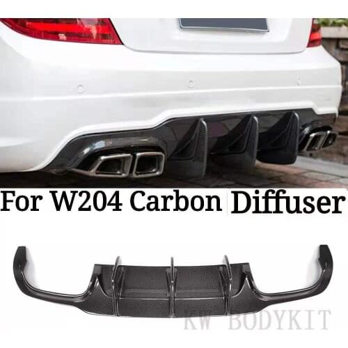 High Quality Carbon Fiber / FRP Rear Bumper Lip Spoiler Diffuser Fins Shark Style For Benz C Class W204 C63 AMG Sport 2012-2014