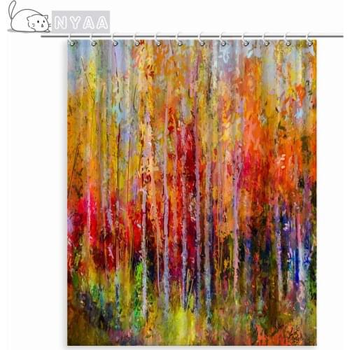 Natural Landscape and Animal Print Nordic Style Shower Curtain Set Hook Waterproof Polyester Home Decoration Bathroom Curtain