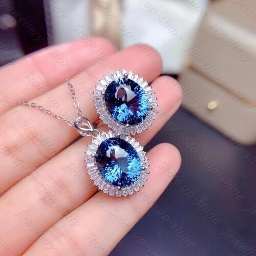 Natural Topaz 925 Silver Womens Ring & Pendant, Elegant and Elegant Fashion Trend