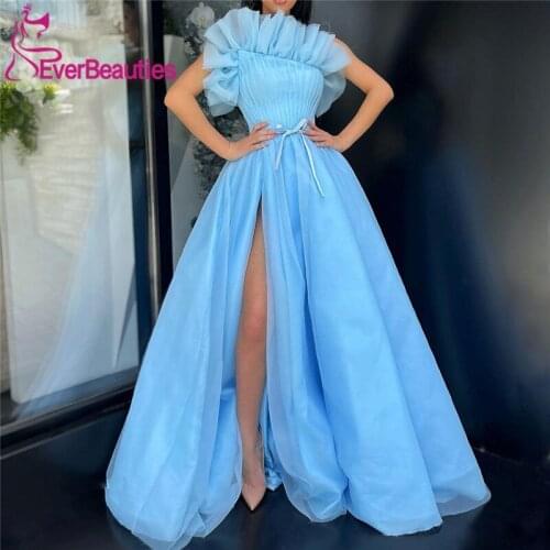 Robede Soiree Luxe Prom Dresses Long 2021 Robe De Soirée De Mariage Side Slit Formal Party Dresses Vestido De Quinseañera