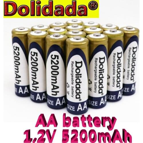 100% Original 1.2V AA battery 5200mAh Ni-MH Rechargeable aa Battery For Toys Camera Microphone