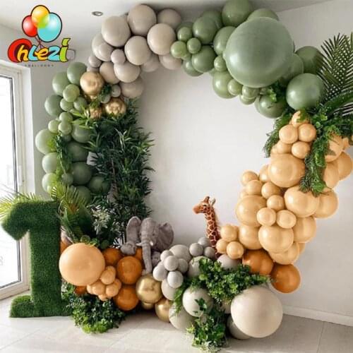 139pcs Avocado Green Coffee Balloon Arch Kit Garland Chrome Gold Gray Latex Ballon Wedding Birthday Party Decoration Baby Shower