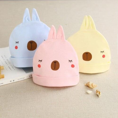 2PCS Toddler Newborn Baby Hat Cotton Soft Infants Spring Girl Hats Warm Beanie Cap 3D Bears Ears Kids Hats 0-3M Baby Accessories