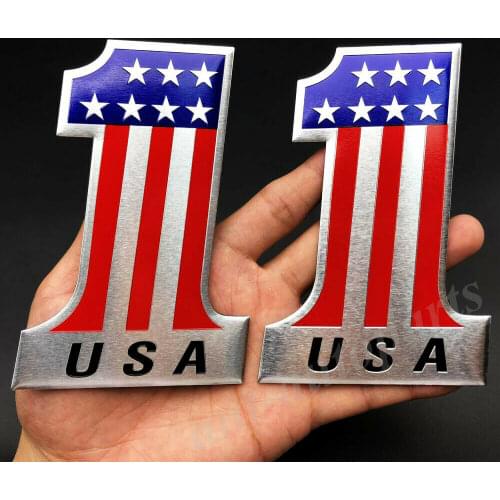 2pcs USA American NO.1 Flag Emblem Car Badge Motorcycle Gas Tank Decals Sticker