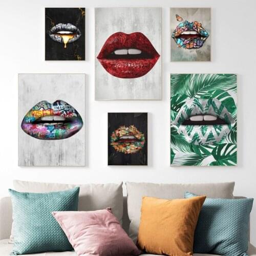 21 Styles Abstract Sexy Lips Wall Art Paintings Print On Canvas Posters Graffiti Art Canvas Prints Pop Art Pictures Home Decor