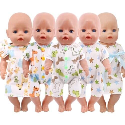 43cm Reborn New Born Baby Doll Clothes Cartoon Rompers Jumpsuits Dress For 18 Inch American of girl&43Cm Baby New Born Doll Toy