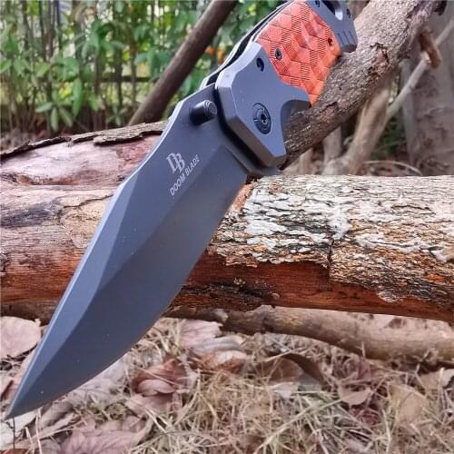 8.07 Inches, Folding Knife, Sharp Stainless Steel Knife, Outdoor Hunting Knife, Pocket Knife, Beautifully Carved Wooden Handle
